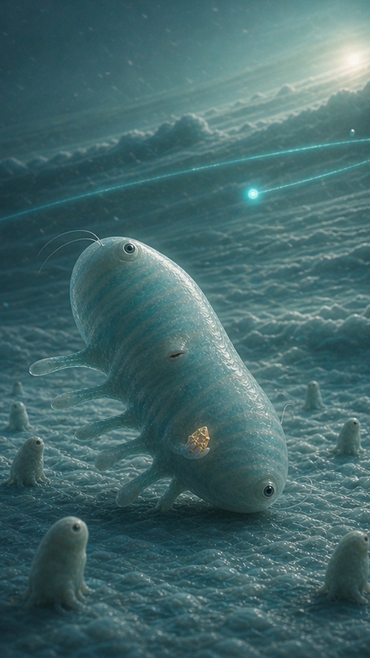 Ura's turquoise signal moving through Sati's rings